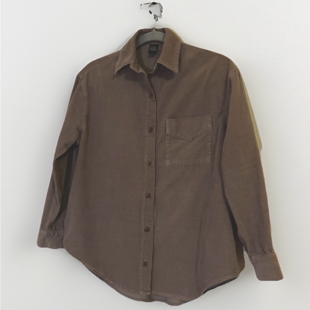 Wild Fable Oversized Button-Down Corduroy Shirt Womens XXS Long Sleeve Taupe